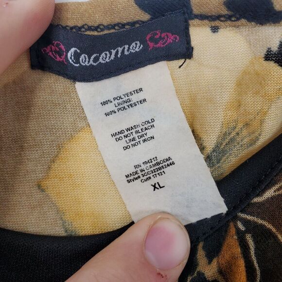 Cocomo Tank Tie Waist Leopard Floral Jewels Y2K Babydoll Empire Waist WOmens XL - Picture 9 of 10